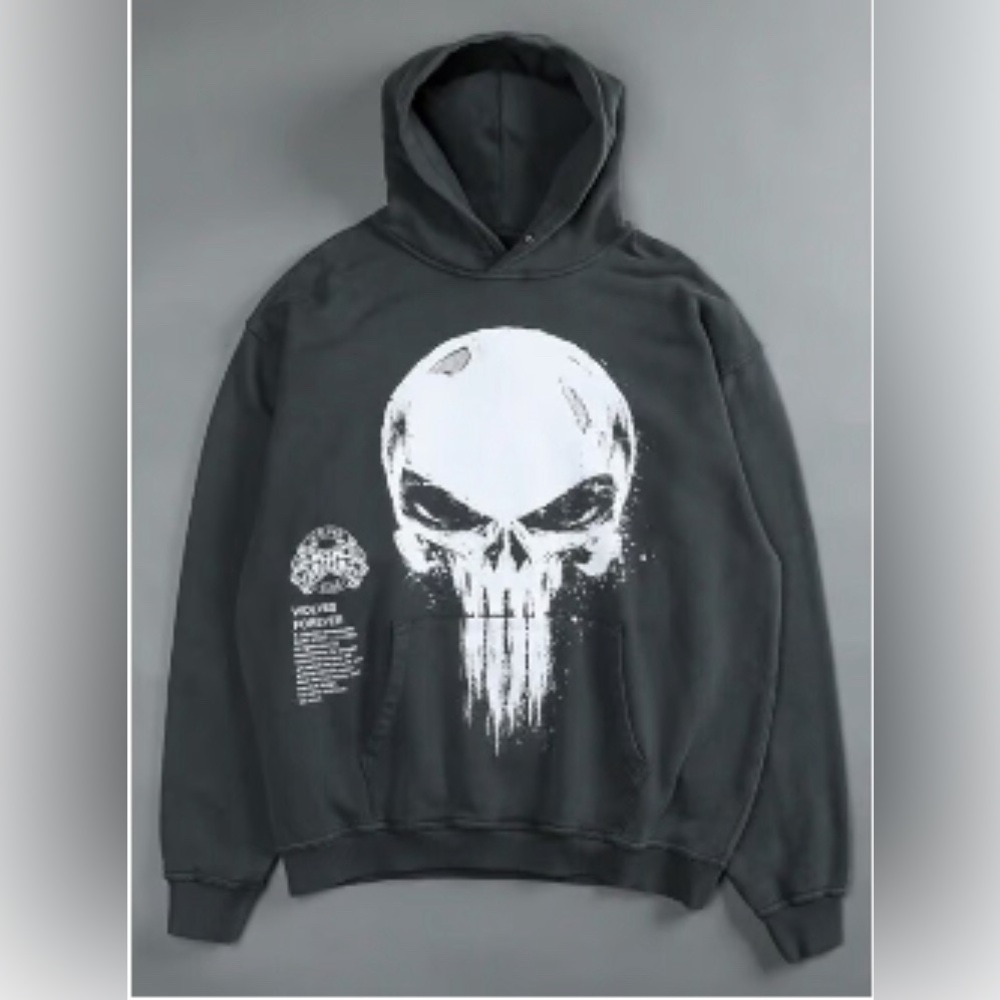 Darc Sport Wolves x Punisher , Castle Gray , Oversized Hoodie , Active Wear
